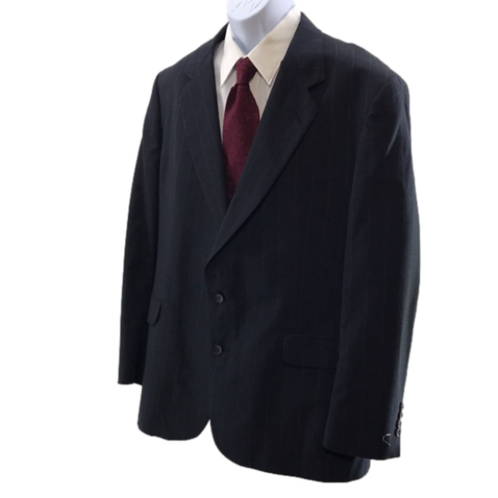 PAUL ARROW’S PANT SHOP—EAST LIVERPOOL, OH—VINTAGE—Black Pinstripe Suit Coat 46L